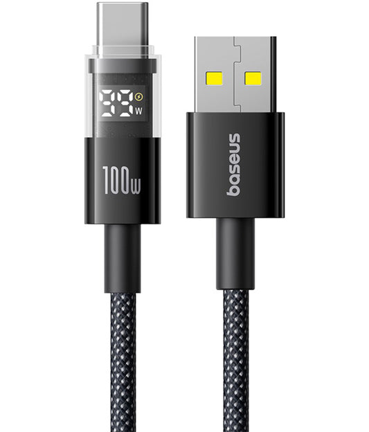 USB-A to USB-C Data and Charging Cable Baseus Display 2, 100W, 1m, Black P10382701121-00