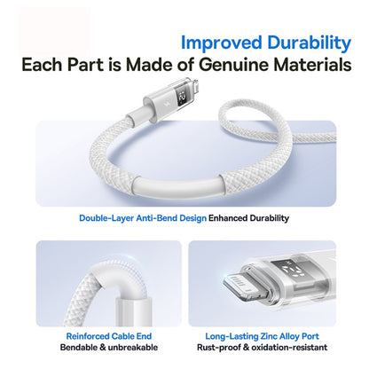USB-A to Lightning Baseus Display 2 Data and Charging Cable, 18W, 2m, White P10382700211-01