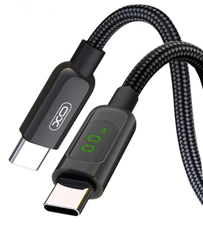 USB-C Data and Charging Cable - USB-C XO Design NB-Q203B Display, 60W, 1m, Black