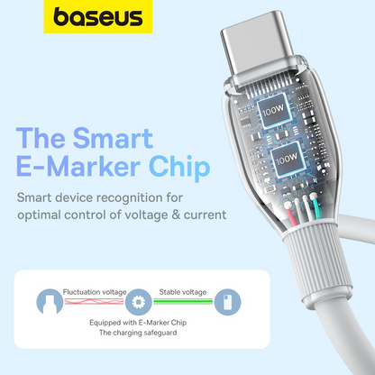 USB-C Data and Charging Cable - USB-C Baseus Pudding, 100W, 1.2m, White P10355702221-00
