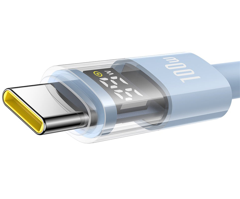 USB-A to USB-C Data and Charging Cable Baseus Display 2, 100W, 2m, Blue P10382701311-01