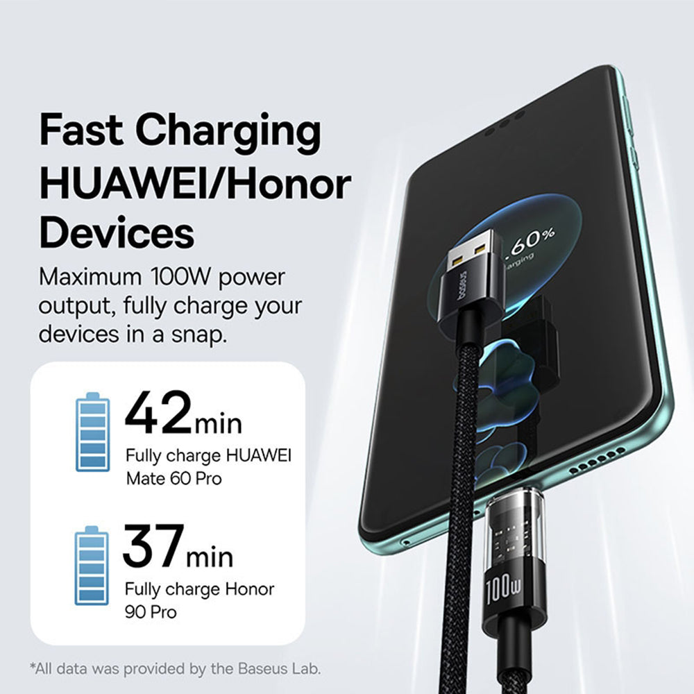 USB-A to USB-C Baseus Gem Data and Charging Cable, 100W, 2m, Black P10373002111-01