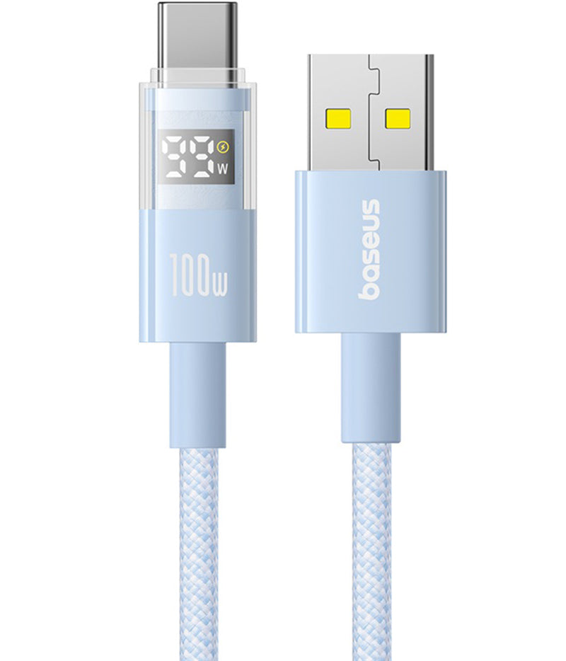 USB-A to USB-C Data and Charging Cable Baseus Display 2, 100W, 2m, Blue P10382701311-01