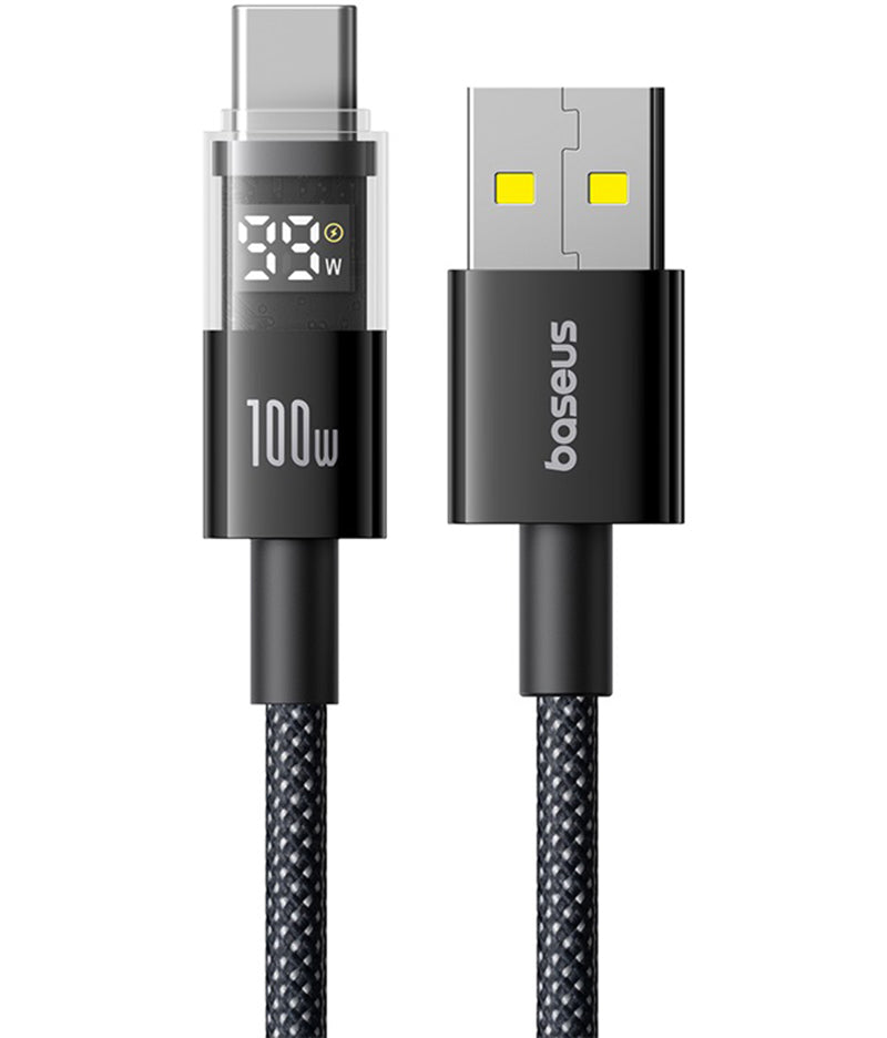 Baseus Display 2 USB-A to USB-C Data and Charging Cable, 100W, 2m, Black P10382701111-00