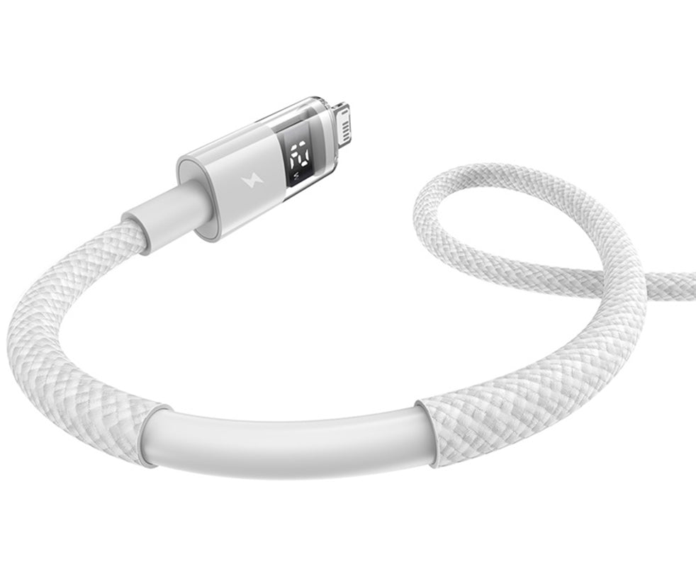 USB-A to Lightning Baseus Display 2 Data and Charging Cable, 18W, 2m, White P10382700211-01