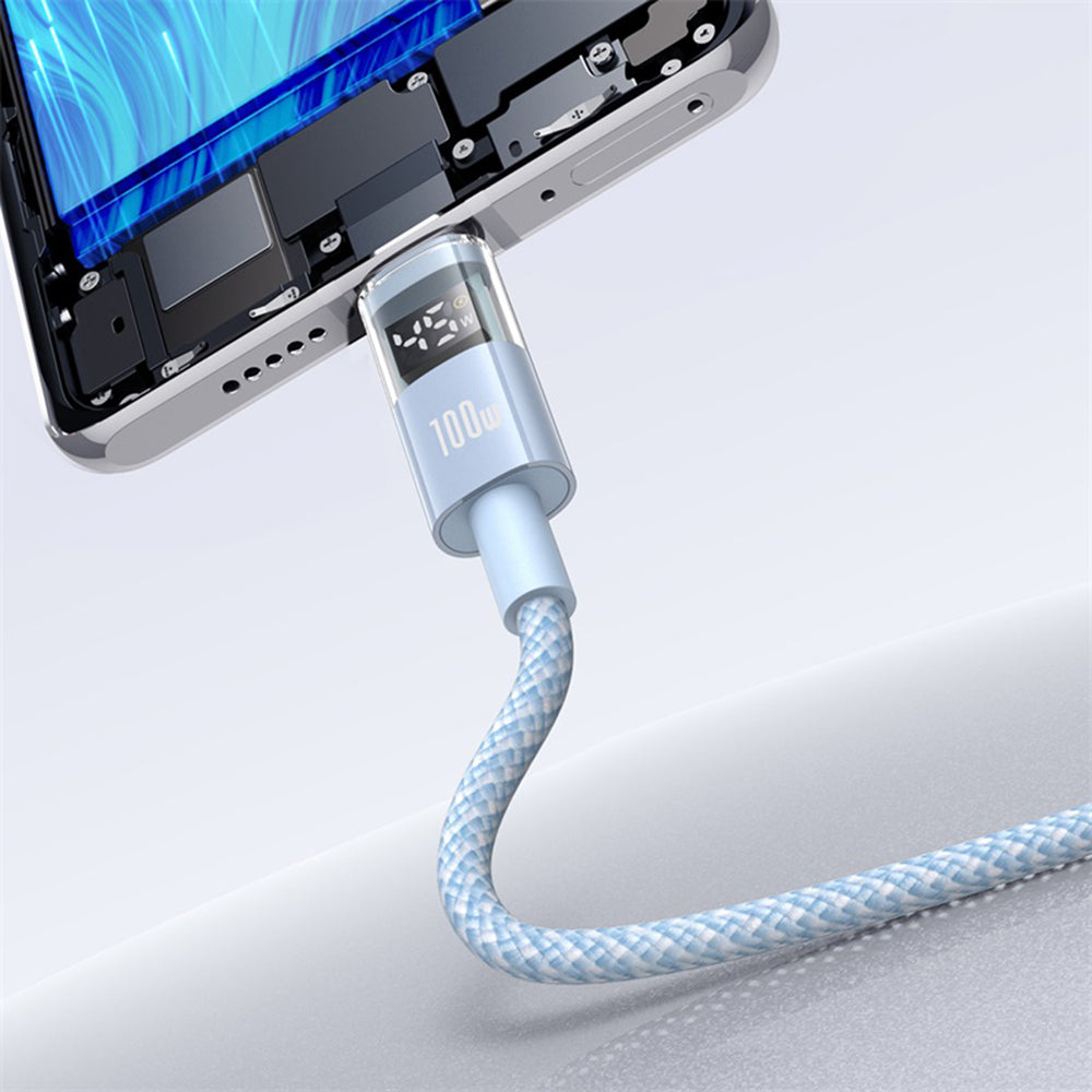 USB-A to USB-C Data and Charging Cable Baseus Display 2, 100W, 1m, Blue P10382701311-00