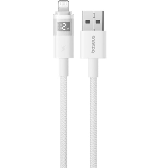 USB-A to Lightning Baseus Display 2 Data and Charging Cable, 18W, 2m, White P10382700211-01