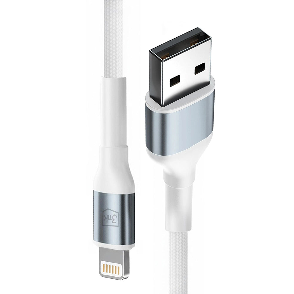 USB-A to Lightning Data and Charging Cable 3MK Hyper N, 12W, 2m, White