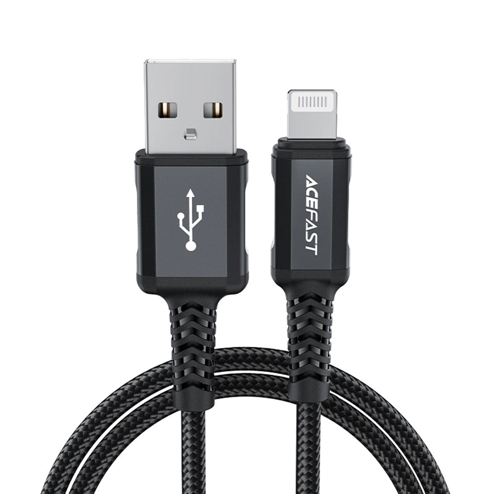 USB-A to Lightning Data and Charging Cable Acefast C4-02, 18W, 1.8m, Black