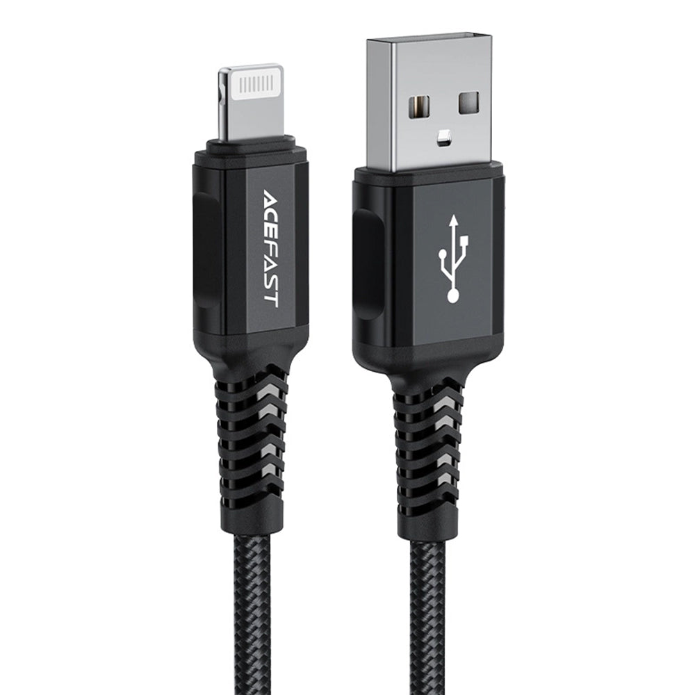 USB-A to Lightning Data and Charging Cable Acefast C4-02, 18W, 1.8m, Black