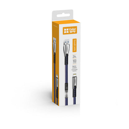 USB-A to Lightning Data and Charging Cable ColorWay CW-CBUL010, 18W, 1m, Blue