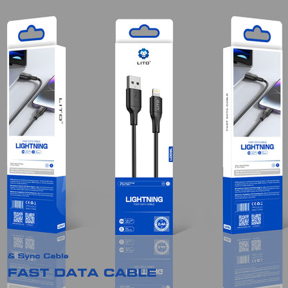 USB-A to Lightning Data and Charging Cable Lito LD06L, 18W, 1m, Black