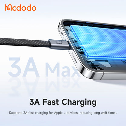 USB-A to Lightning Data and Charging Cable McDodo CA-1160, 18W, 1m, Black