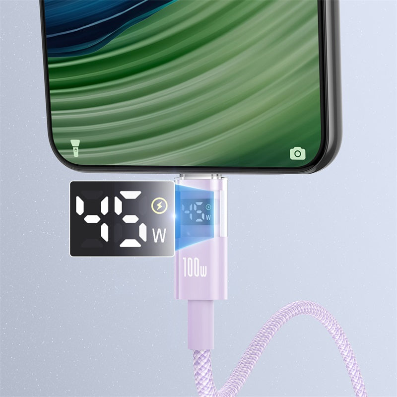 USB-A to USB-C Baseus Display 2 Data and Charging Cable, 100W, 1m, Purple P10382701511-00