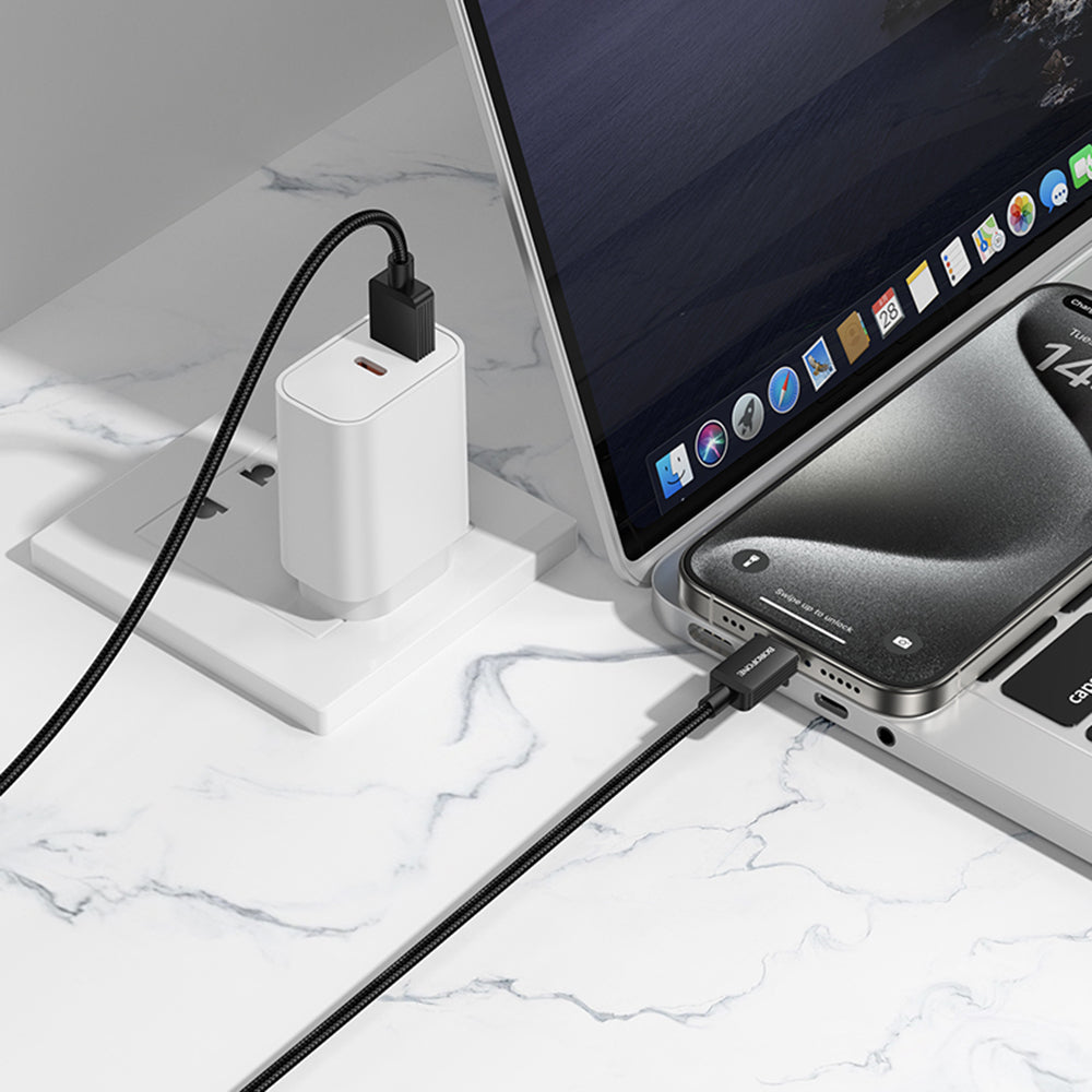 USB-A to USB-C Data and Charging Cable Borofone BX120 Placer, 18W, 1m, Black