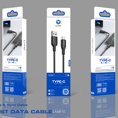 USB-A to USB-C Data and Charging Cable Lito LD06T, 18W, 1m, Black