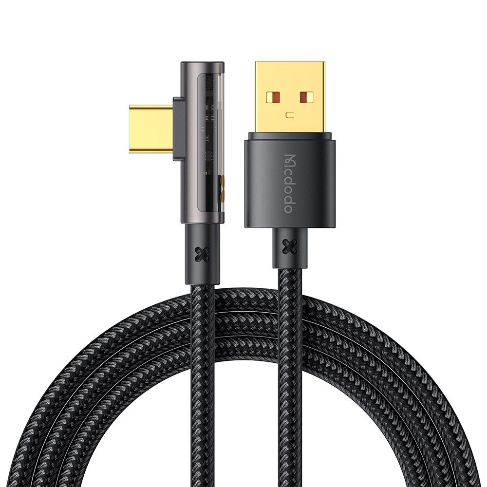 USB-A to USB-C McDodo CA-3380 Angled Data and Charging Cable, 100W, 1.2m, Black