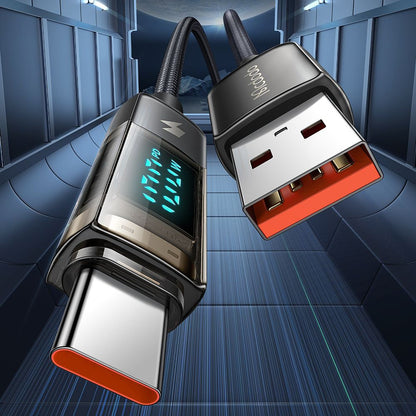 USB-A to USB-C McDodo CA-3630 Data and Charging Cable with Auto Power Off Display, 66W, 1.2m, Black