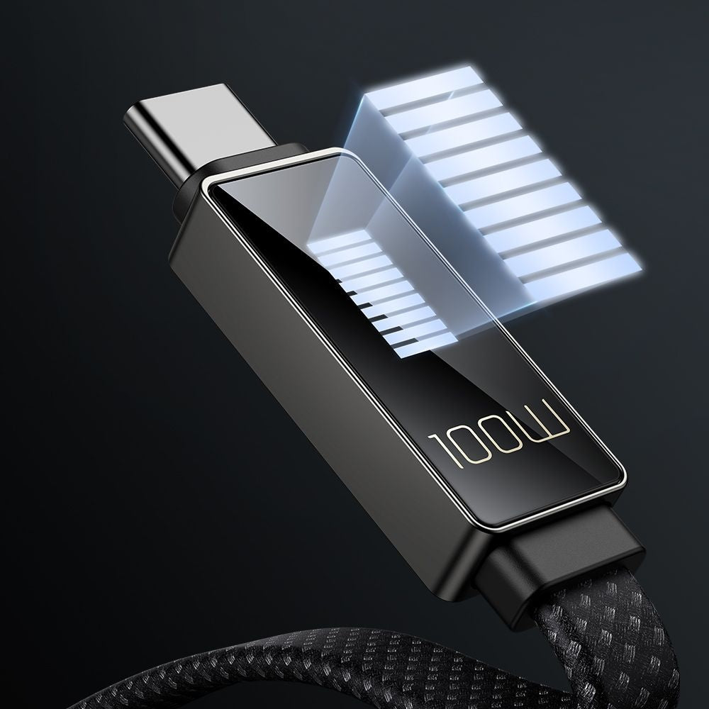 USB-A to USB-C McDodo CA-4980 Rythm Display Data and Charging Cable, 100W, 1.2m, Black