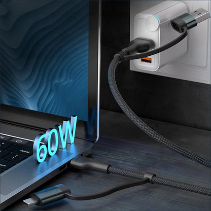 USB-A / USB-C - USB-C / Lightning 3MK Hyper N Data and Charging Cable, 60W, 1.2m, Black