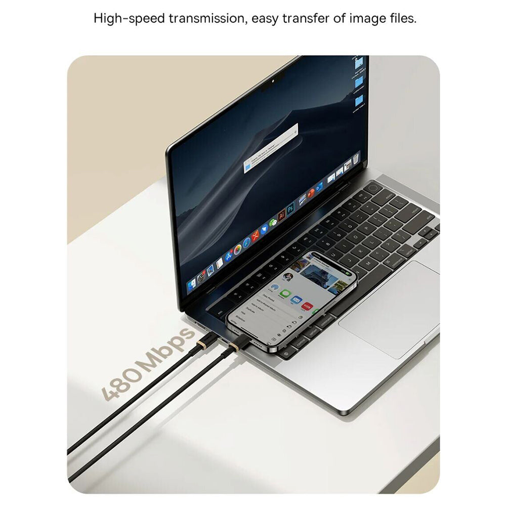 USB-C to Lightning Data and Charging Cable Baseus Dura Series, 20W, 1m, Black Gold P10377800U01-03