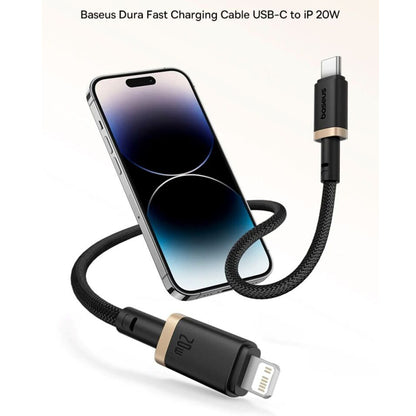 USB-C to Lightning Data and Charging Cable - Baseus Dura Series, 20W, 2m, Red Black E0420802