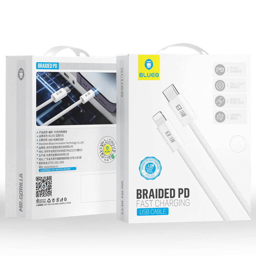 USB-C to Lightning Blueo Data and Charging Cable, 20W, 1.2m, White