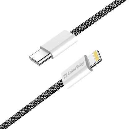USB-C to Lightning Data and Charging Cable ColorWay CW-CBPDCL061, 27W, 1m, Black