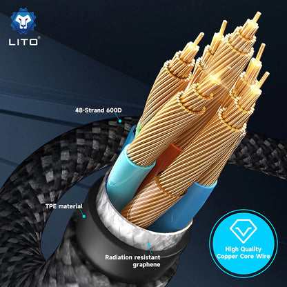 USB-C to Lightning Data and Charging Cable Lito LD09CC Display, 100W, 1.2m, Black