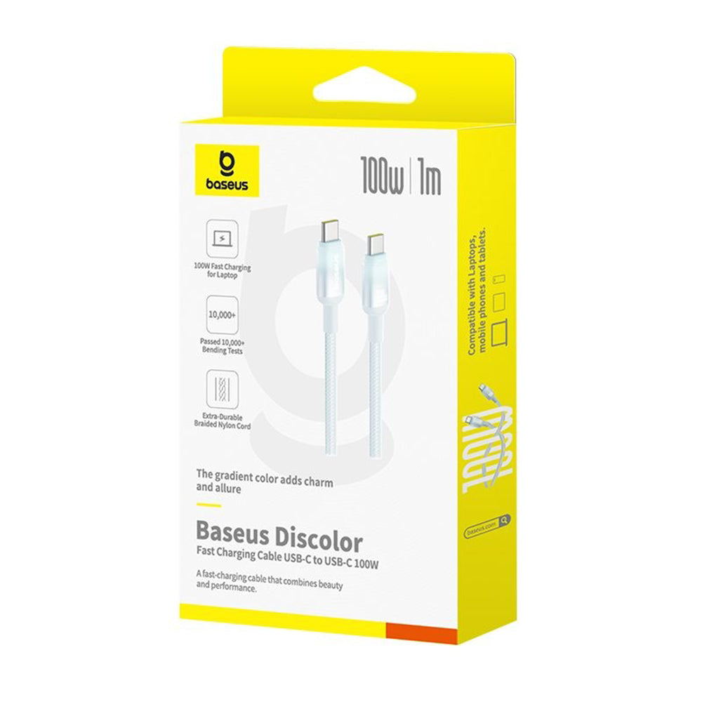 Baseus Discolor USB-C to USB-C Data and Charging Cable, 100W, 1m, Blue Green E0420702