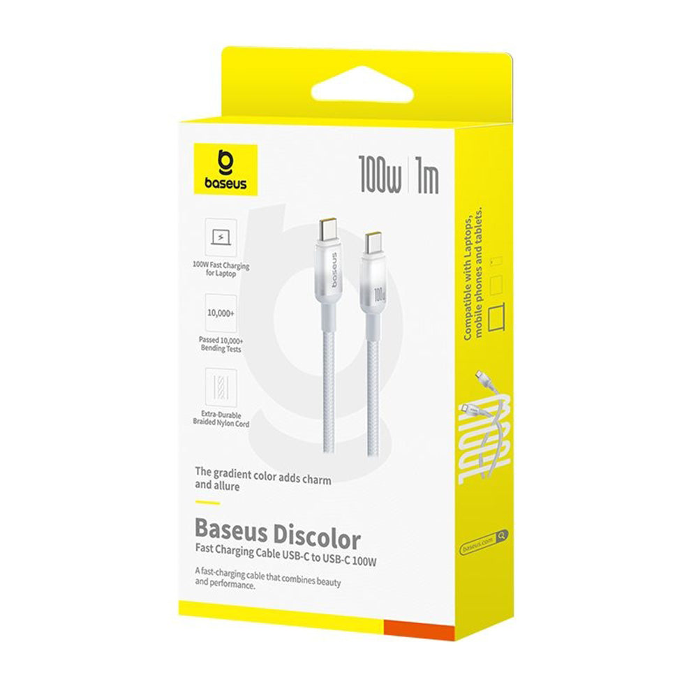 Baseus Discolor USB-C to USB-C Data and Charging Cable, 100W, 1m, Silver E0420701