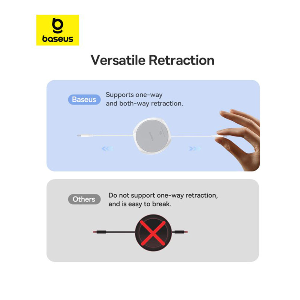 USB-C Data and Charging Cable - USB-C Baseus Pathfinder Retractable, 100W, 1m, White P10368400211-00