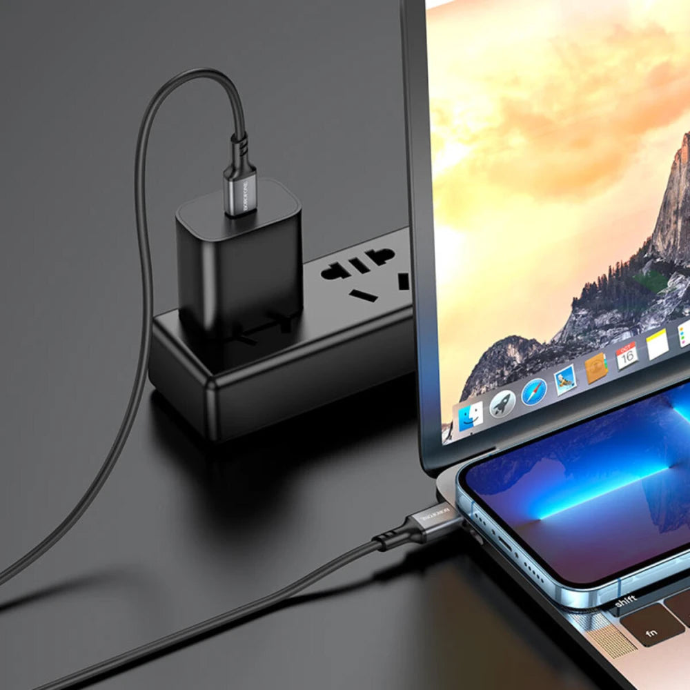 USB-C Data and Charging Cable - USB-C Borofone BX83, 60W, 1m, Black