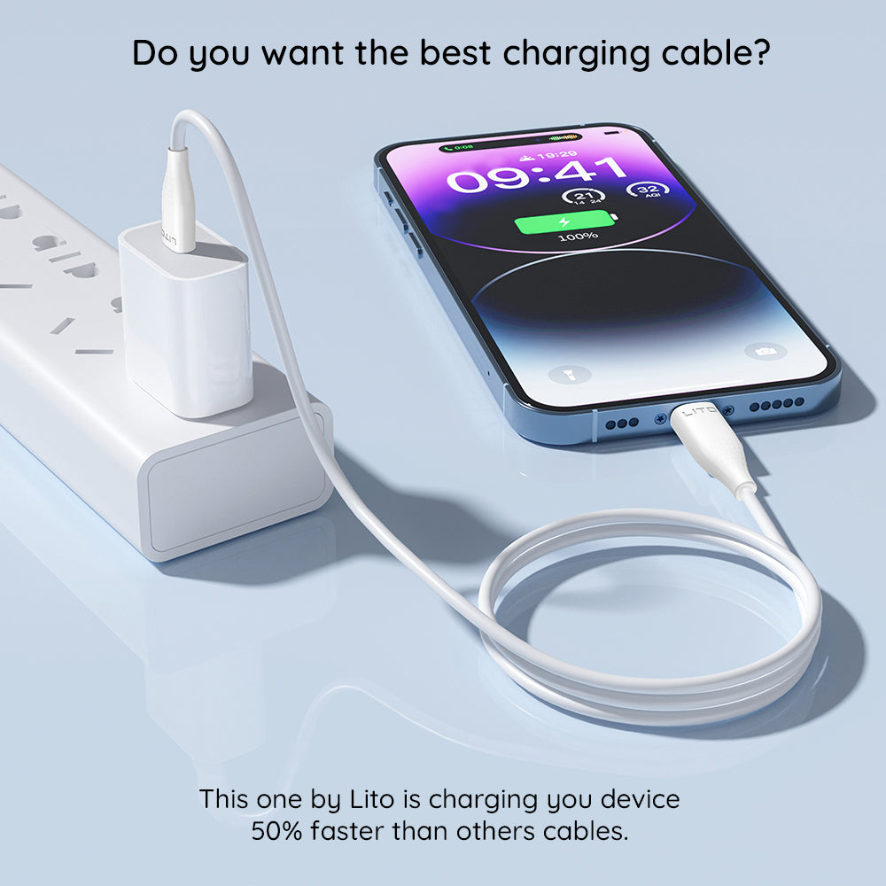 USB-C Data and Charging Cable - USB-C Lito LD03, 60W, 1m, White