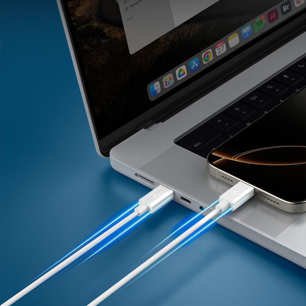 USB-C Data and Charging Cable - USB-C Spigen Essential, 60W, 1m, White ACA08717