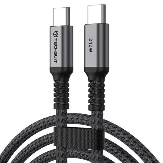 USB-C Data and Charging Cable - USB-C Techsuit TitanSync Pro CX2, 240W, 2m, Gray