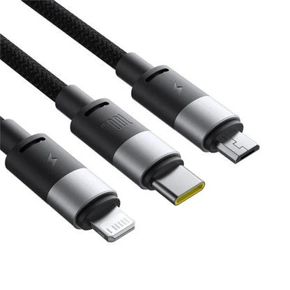 USB-A Charging Cable - Lightning / microUSB / USB-C Baseus StarSpeed 3in1, 100W, 1.5m, Black P10319900111-01