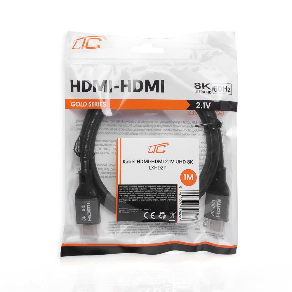 LTC Gold Video Cable, HDMI - HDMI, 8K, 1m, Black