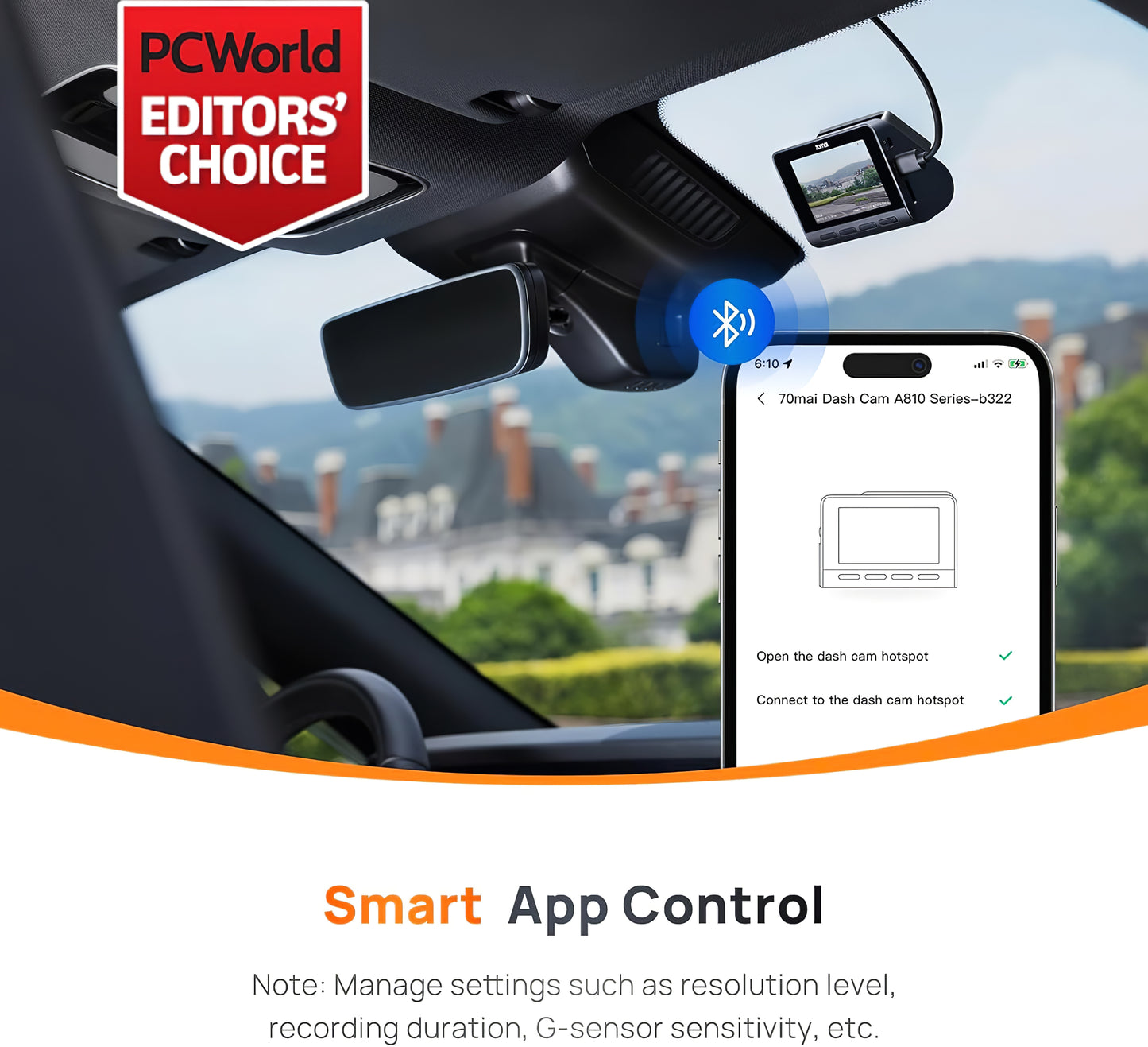 70mai Dash Cam A810, 4K, Wi-Fi, GPS, 3inch Display