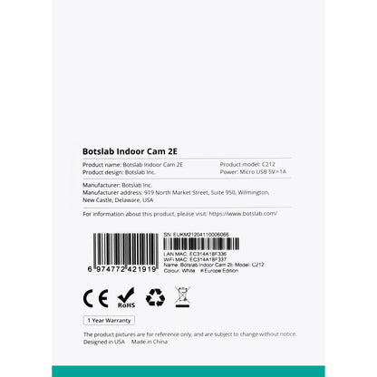 Surveillance Camera Botslab 2E C212, Wi-Fi, 2K, Indoor 