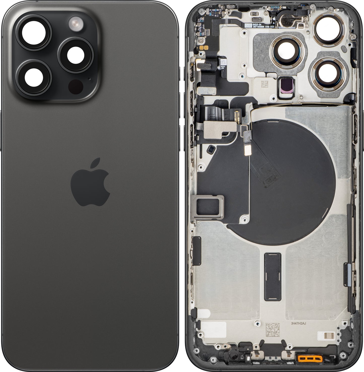 Apple iPhone 15 Pro Max Battery Cover, With Middle Frame, Black (Black Titanium), Swap