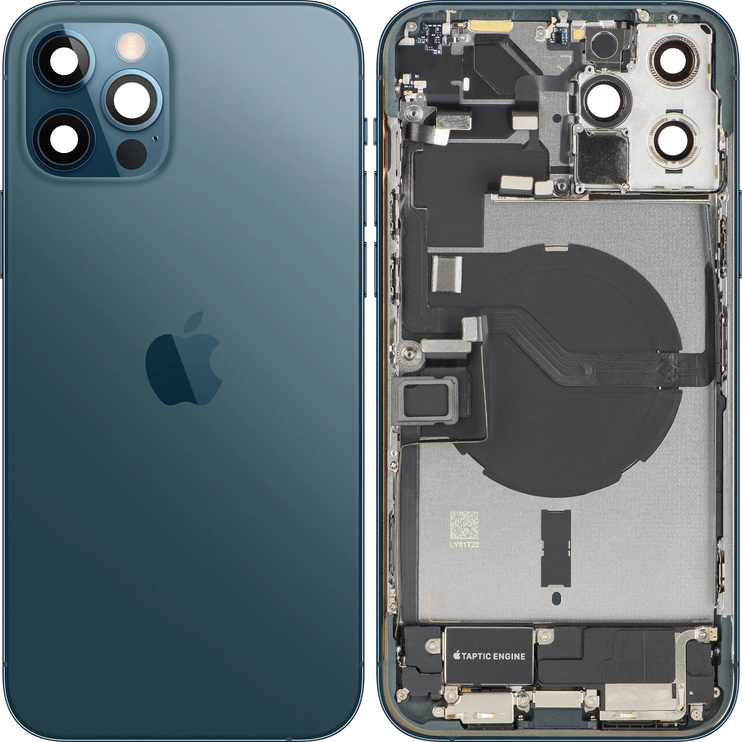 Apple iPhone 12 Pro Max Battery Cover, With Middle Frame, Full Parts, Blue (Pacific Blue), Swap