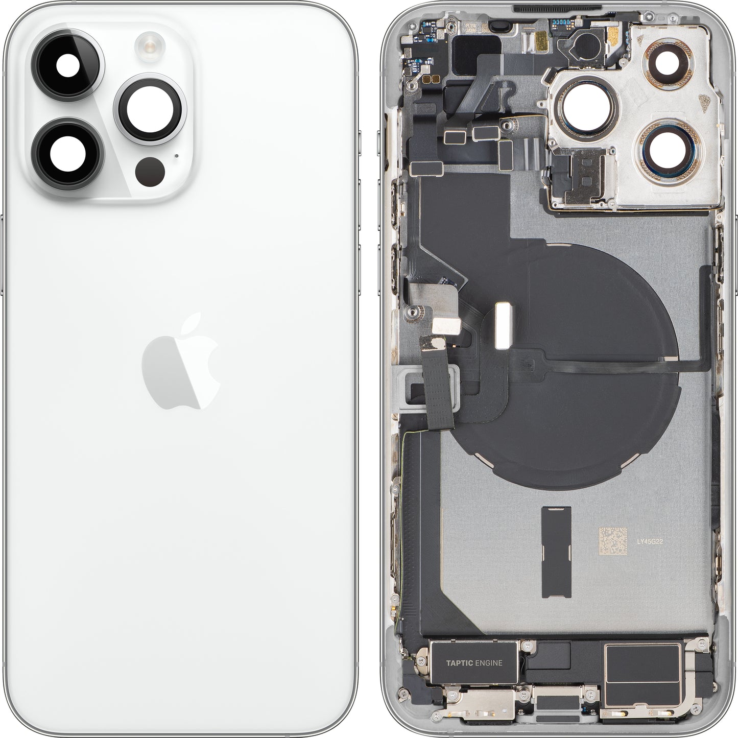 Apple iPhone 14 Pro Max Battery Cover, With Middle Frame, Full Parts, Silver, Swap