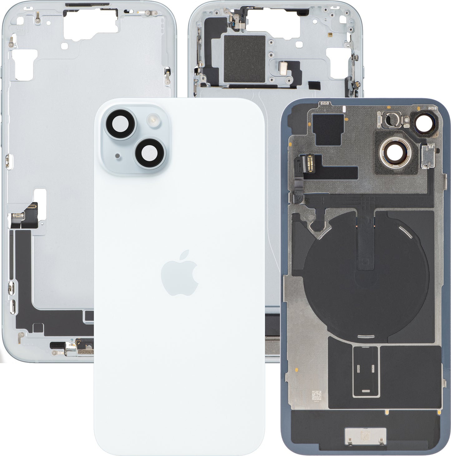Apple iPhone 15 Plus Battery Cover, With Middle Frame, Full Parts, Blue, Swap