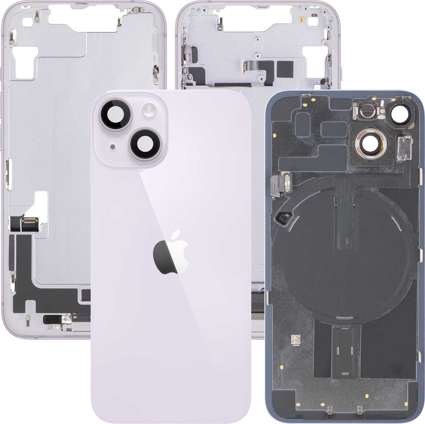 Apple iPhone 14 Battery Cover, With Middle Frame, Full Parts, Purple, Swap