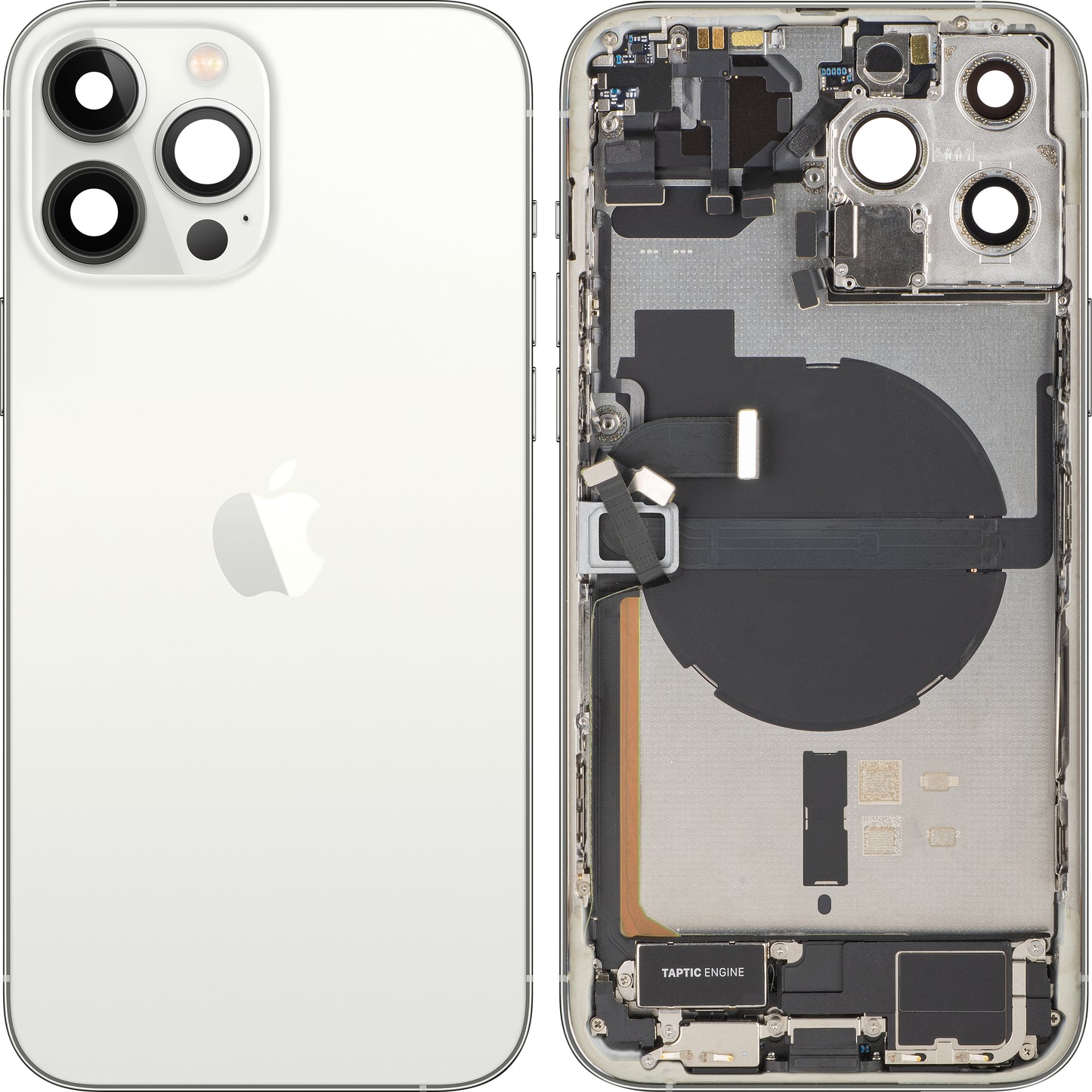 Apple iPhone 13 Pro Max Battery Cover, With Middle Case, Full Parts, Silver, Swap