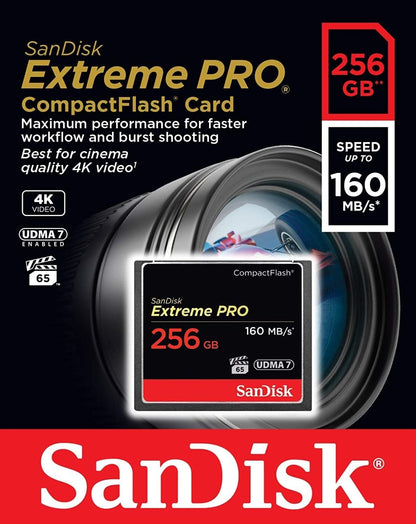 SanDisk Extreme Pro CompactFlash Memory Card, 256Gb, UDMA 7 SDCFXPS-256G-X46