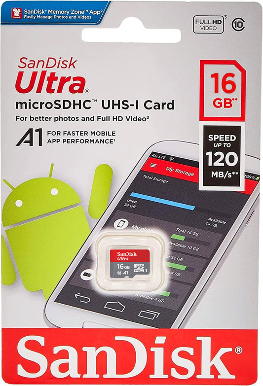 SanDisk Ultra Android A1 microSDHC Memory Card, 16GB, Class 10 / UHS-1 U1 SDSQUAR-016G-GN6MN