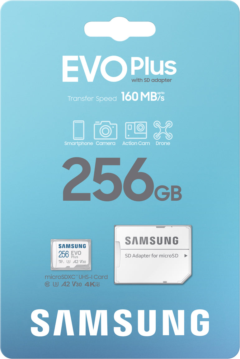 Memory Card microSDXC Samsung Evo Plus, 256Gb, Class 10 / UHS-1 U3, with Adapter MB-MC256SA/EU MB-MC256SA/EU 