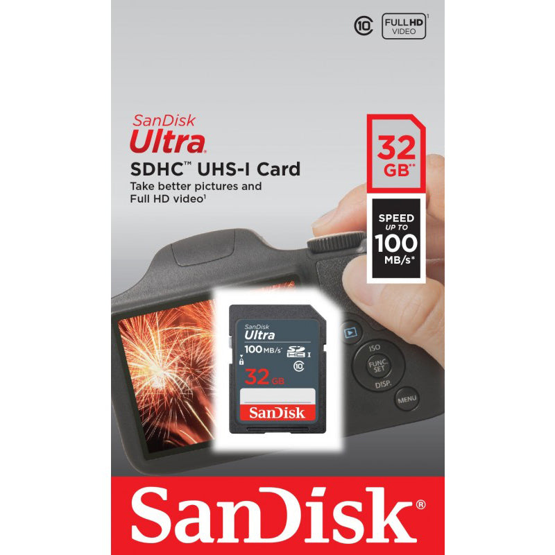 SanDisk Ultra SDHC Memory Card, 32GB, Class 10 SDSDUNR-032G-GN3IN